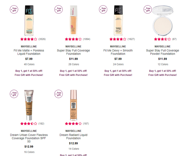 Maybelline Foundations at Ulta
