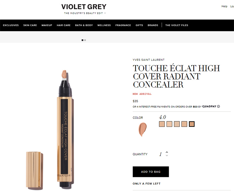 4 of 15 shades of YSL's Touche Eclat carried at Violet Grey